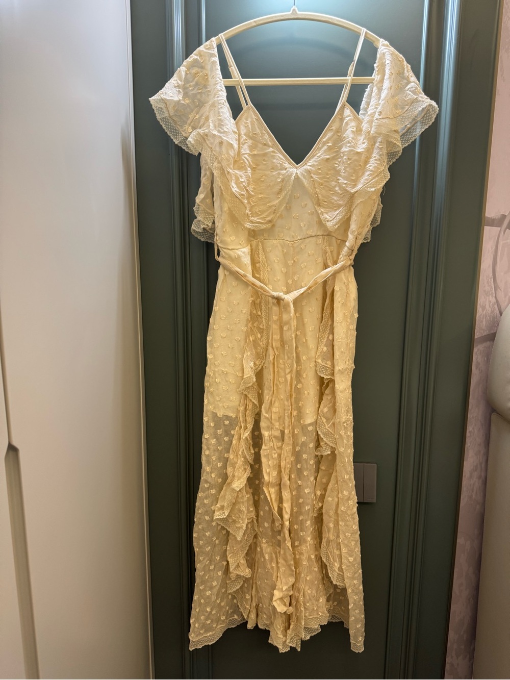 Alice McCall Ivory Ruffle Jumpsuit with Delicate Texture